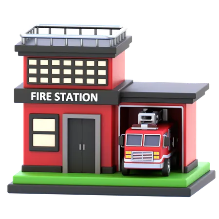 Fire Station Building  3D Icon