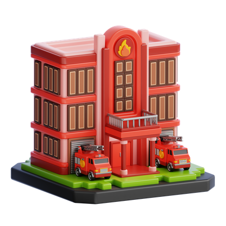 FIRE STATION BUILDING  3D Icon