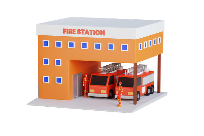 Fire Station Building  3D Icon