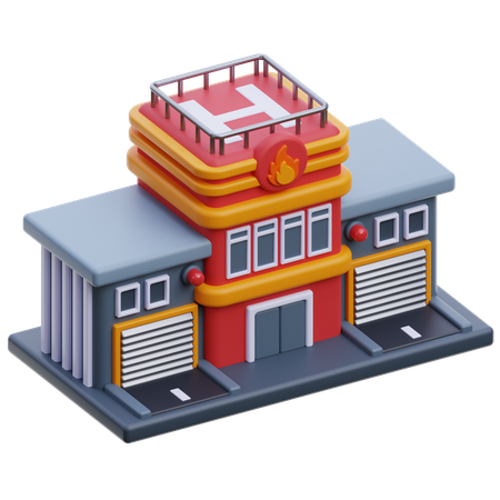 Fire Station Building  3D Icon