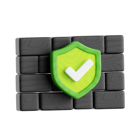 Fire Wall Protection Shield  3D Icon
