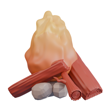 Fire With Rock Support  3D Icon