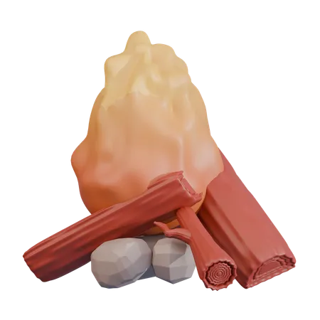 Fire With Rock Support  3D Icon