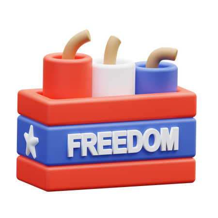 Firecracker Box With Freedom Text  3D Icon