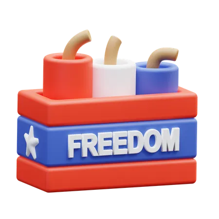 Firecracker Box With Freedom Text  3D Icon