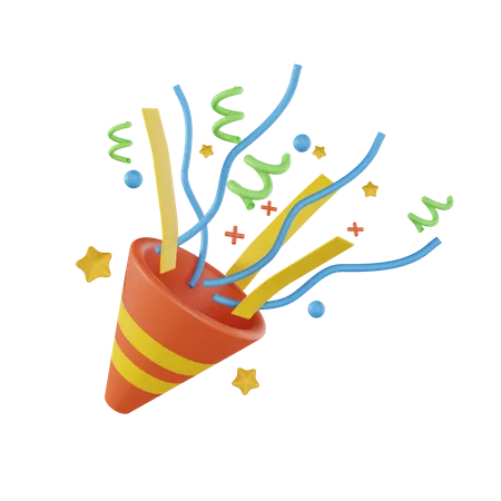 Firecracker Confetti  3D Illustration