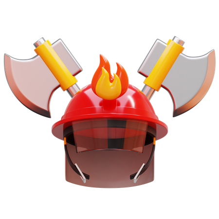 Firefighter Helmet With Axes  3D Icon