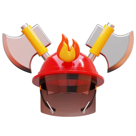 Firefighter Helmet With Axes  3D Icon