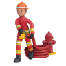 3d firefighter holding pipe logo