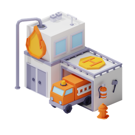 Firefighter Station  3D Icon