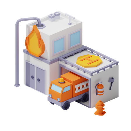 Firefighter Station  3D Icon