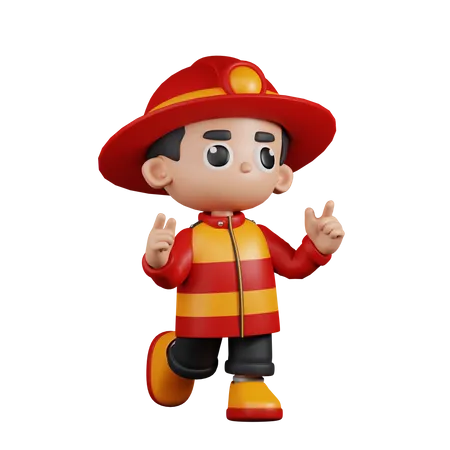 Fireman Feeling Happy  3D Illustration