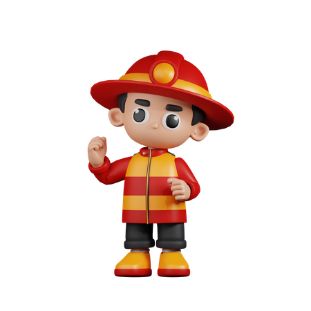 Fireman Giving Congratulation  3D Illustration