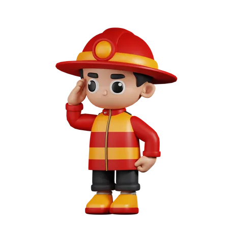 Fireman Giving Salute  3D Illustration