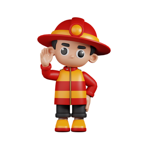 Fireman Greeting  3D Illustration