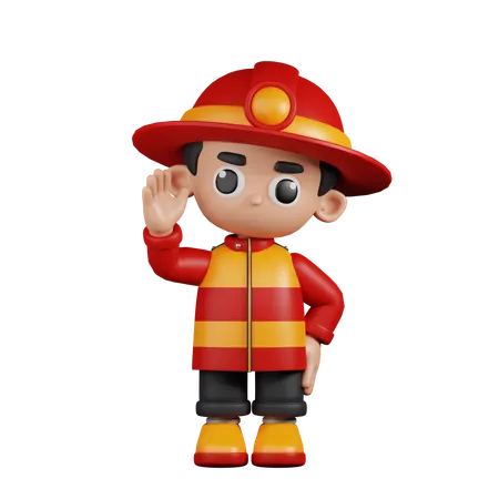 Fireman Greeting  3D Illustration