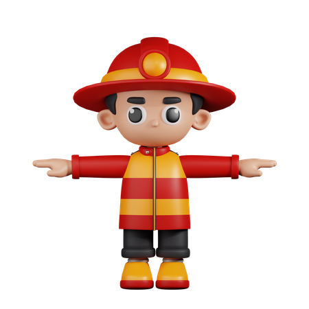 Fireman In T Pose  3D Illustration