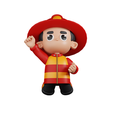 Fireman Jumping In The Air  3D Icon