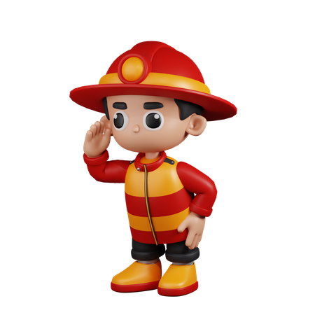 Fireman Looking  3D Illustration