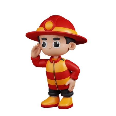 Fireman Looking  3D Illustration