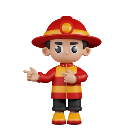 Fireman Pointing Fingers In Direction  3D Illustration