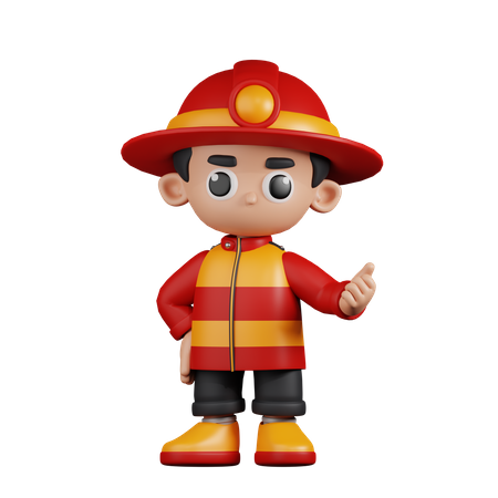 Fireman Pointing Next  3D Illustration