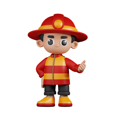 Fireman Pointing Next  3D Illustration