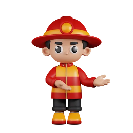 Fireman Pointing To Something  3D Illustration