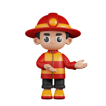 Fireman Pointing To Something  3D Illustration