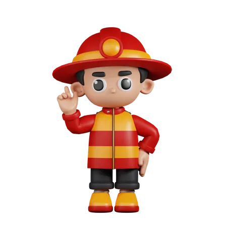 Fireman Pointing Up  3D Illustration
