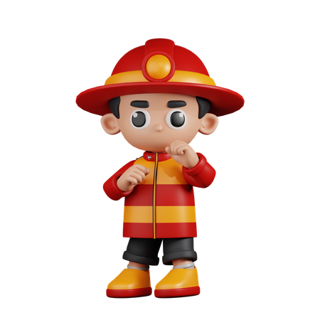 Fireman Ready To Fight  3D Illustration