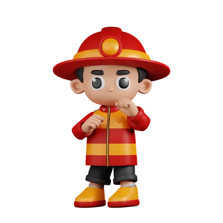 Fireman Ready To Fight  3D Illustration