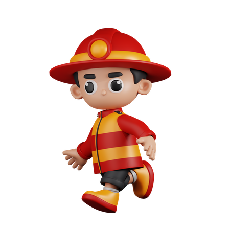 Fireman Running  3D Illustration