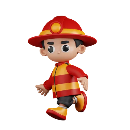 Fireman Running  3D Illustration