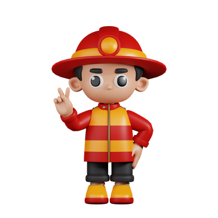 Fireman Showing Peace Sign  3D Illustration