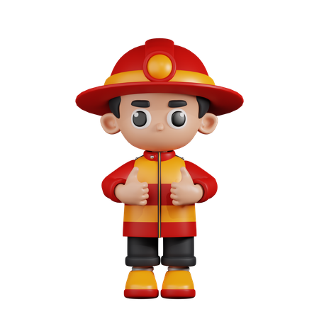 Fireman Showing Thumbs Up  3D Illustration