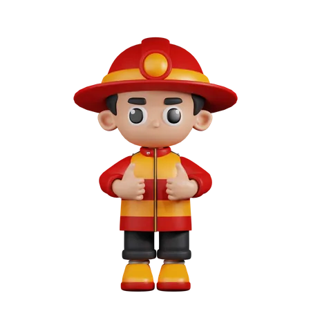 Fireman Showing Thumbs Up  3D Illustration