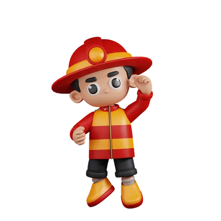 Fireman With Congrats  3D Illustration