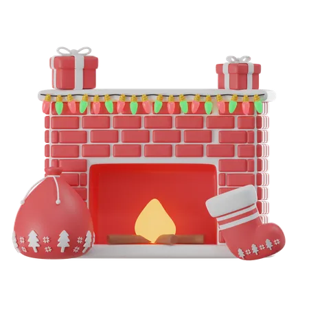 3 D Render Of Fireplace 3D Icon