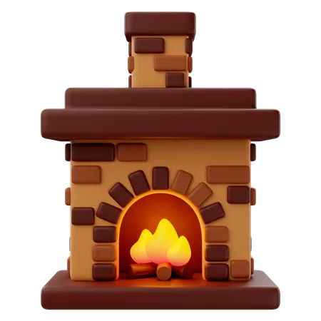 3 D Rendering Of Christmas Fireplace Icon 3D Icon