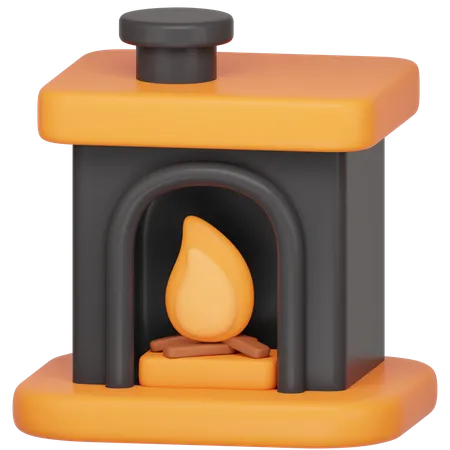 3 D Fireplace Icon 3D Icon