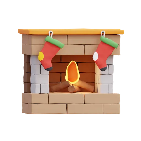 Fireplace  3D Illustration