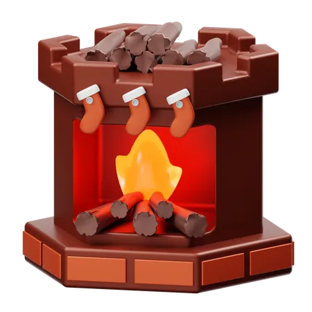 Fireplace  3D Illustration