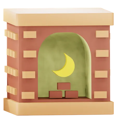 3 D Fireplace Illustration With Transparent Background 3D Icon