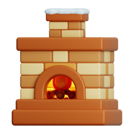 굴뚝이 있는 벽난로  3D Icon