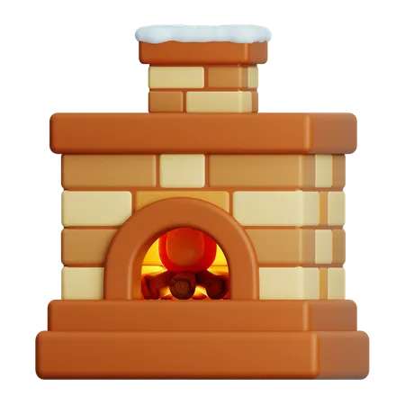 굴뚝이 있는 벽난로  3D Icon