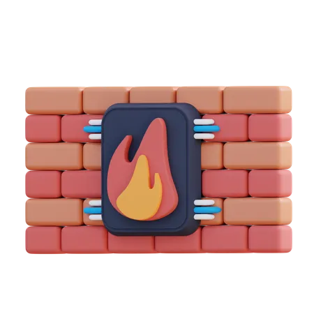3 D Illustration Of Burning Wall 3D Icon