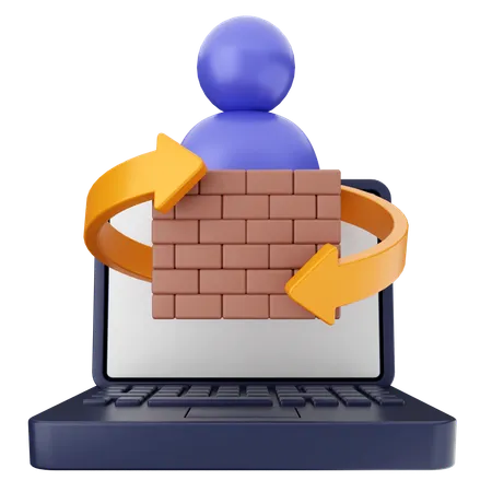 Firewall Laptop Internet Sicherheit  3D Icon