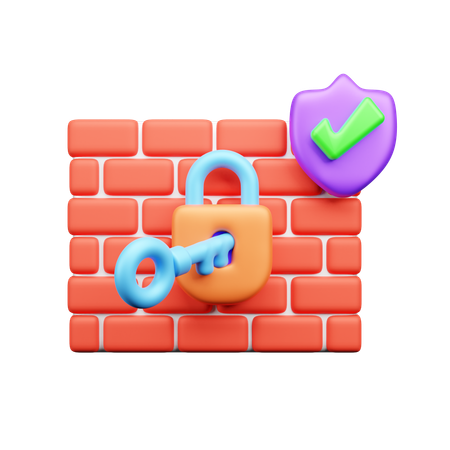 Firewall Lock  3D Icon