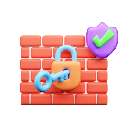 Firewall Lock  3D Icon